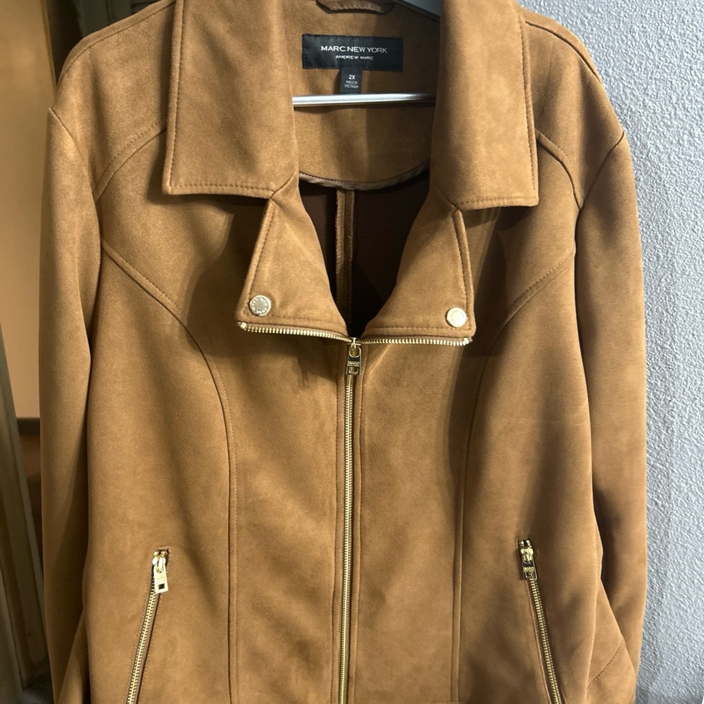 Marc New York Tan Leather Jacket Classic Tailored Design